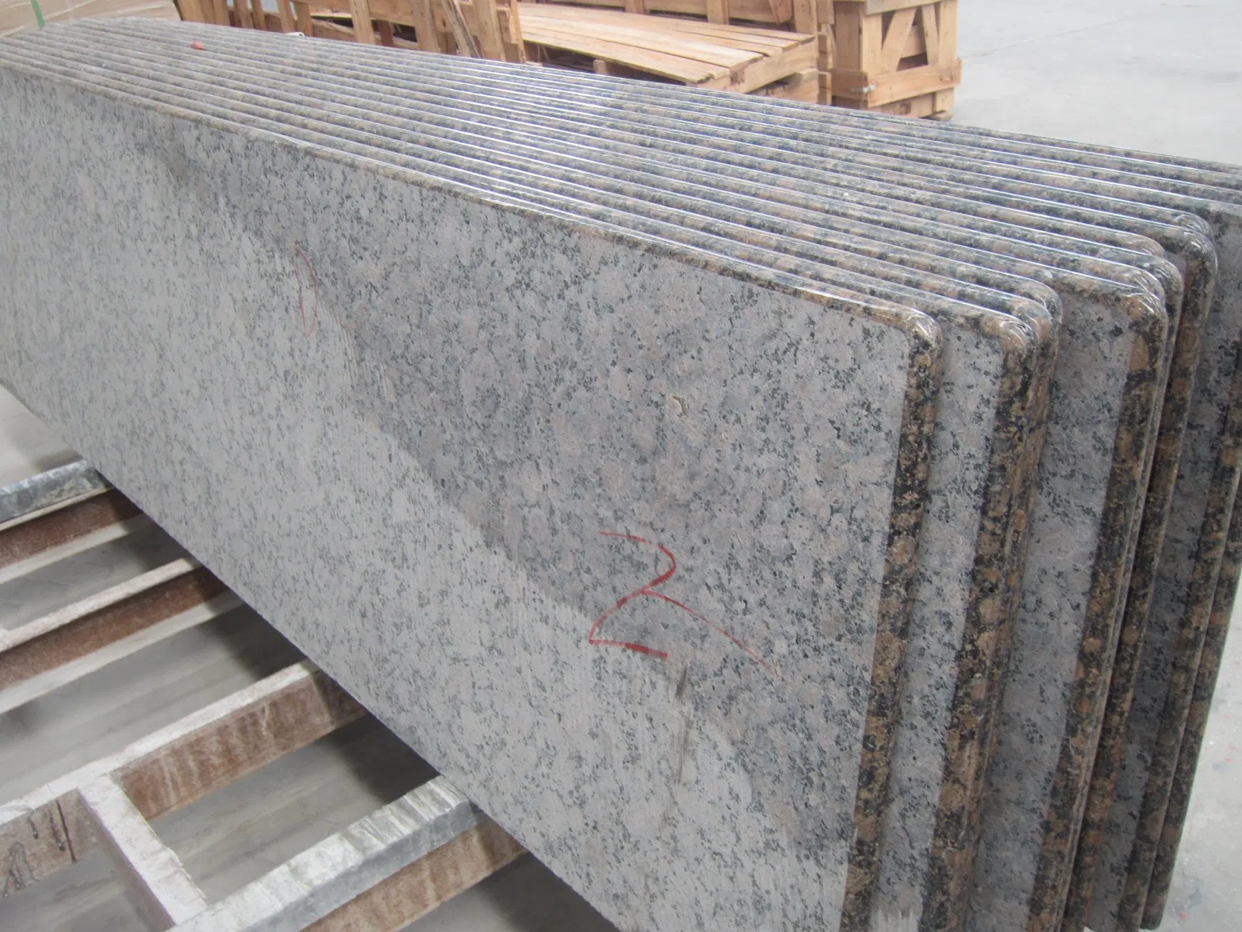 India Tan Brown Granite Full Bullnose Edge Prefab Stone Countertops for Kitchen