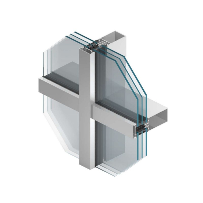 Exterior Triple Glass Stick Frame Aluminum Glass Curtain Wall Systems