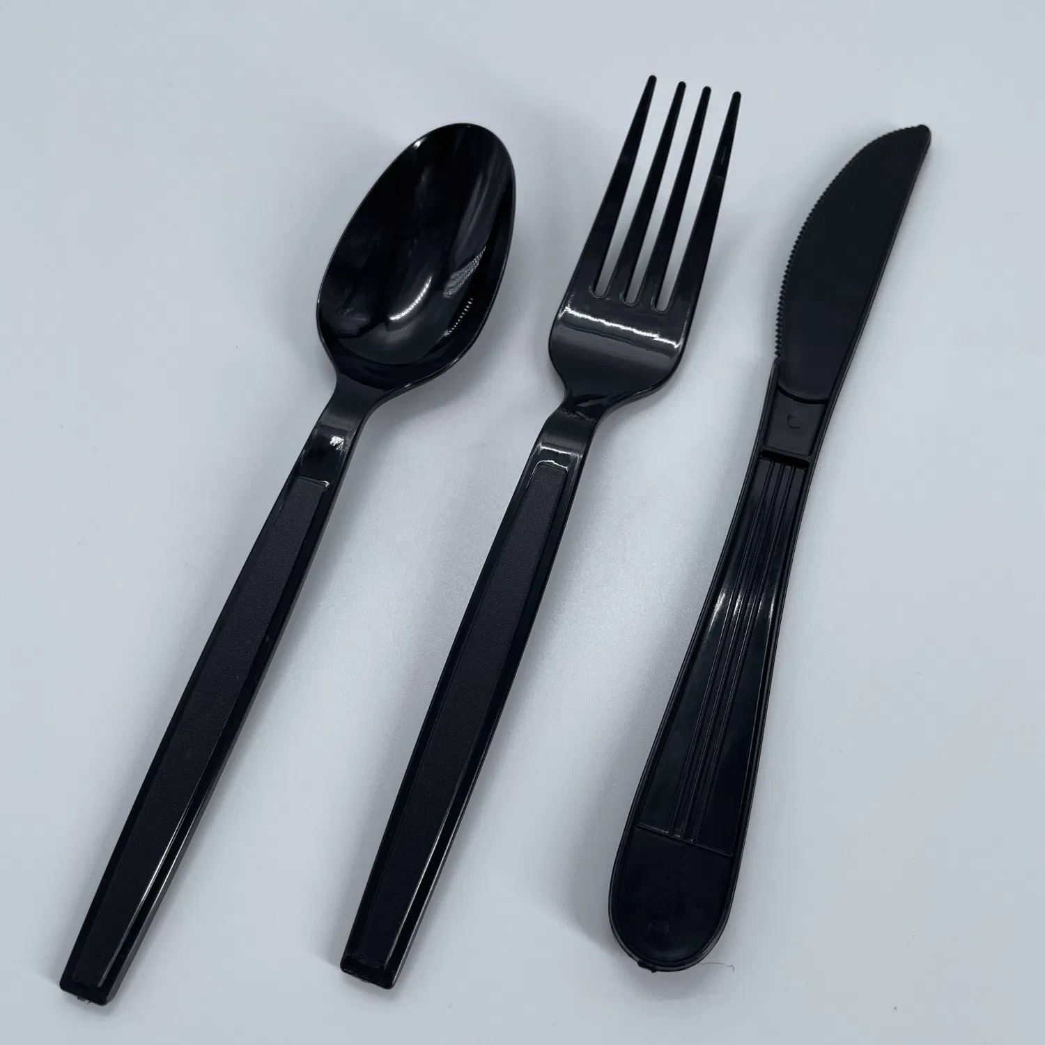 Versatile Medium Weight Plastic Cutlery - White and Black Forks, Spoons, Knives