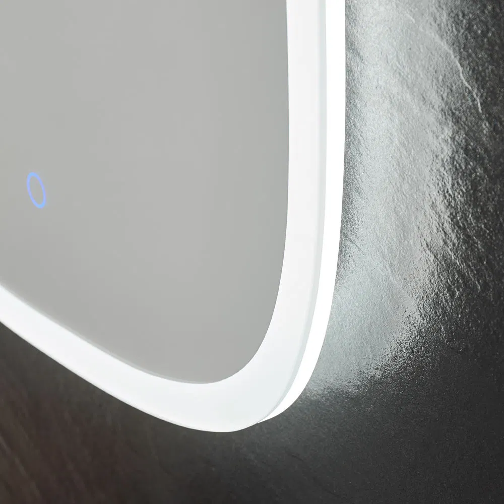 CE Approval Wall Mounted Bath Mirror Acrylic Edge Decorated LED Lighted Fogless Smart Bathroom Mirror