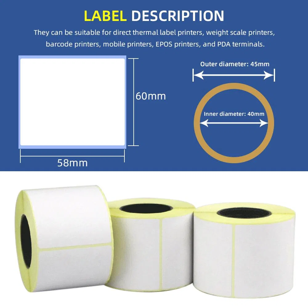 Thermal Blank Self-Adhesive Label with Yellow Release Liner for Qr Bar Code
