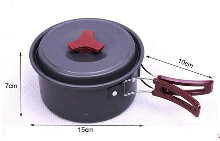Camping Cookware Kit Outdoor Aluminum Cooking Set Water Kettle Pan Pot Travelling Hiking Picnic BBQ Tableware Equipment