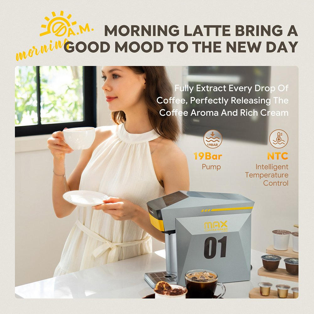 Semi-Automatic Espresso Maker with Large Water Tank and Cup Warmer