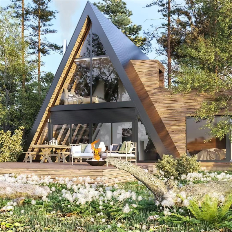 20'x28' Modern Steel a-Frame Vacation Cabin with 2 Bed, 1 Bath, 1 Kitchen