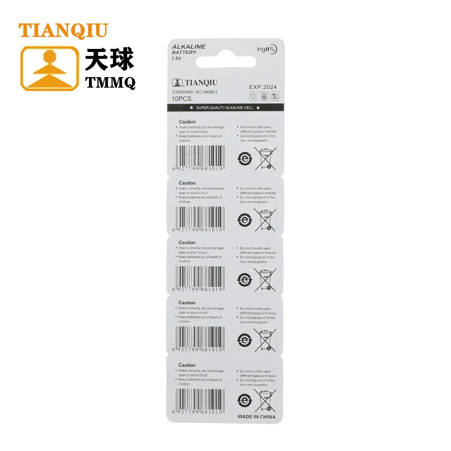 Батарейка-таблетка Tianqiu AG1/LR621 1.5V щелочная