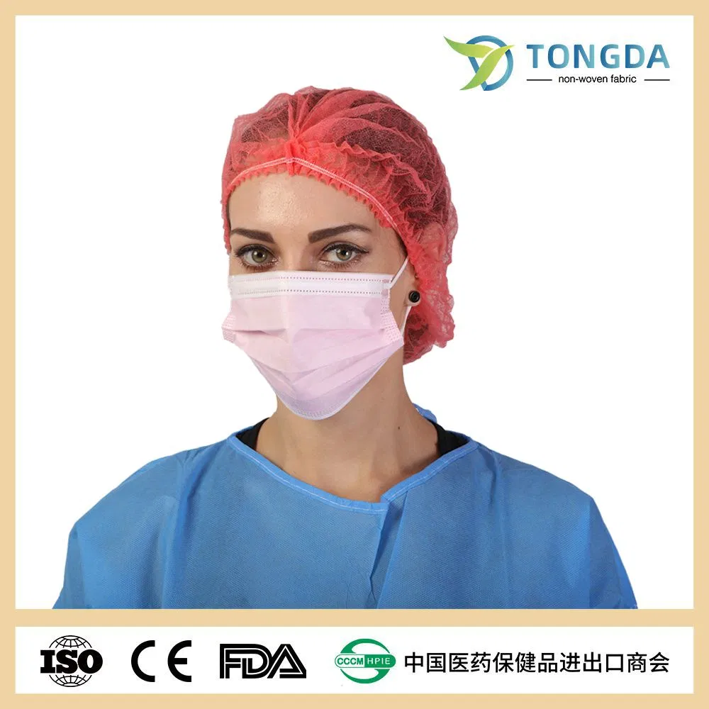 Hairnet Clip Medical Disposable Mob Cap Non-woven Double Elastic Disposable Ce OEM Head Cover