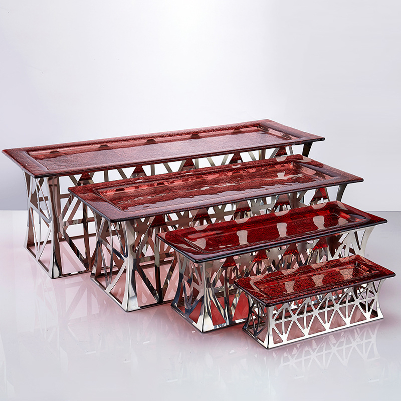 Diamond Shaped Stainless Steel Dessert Rack Hotel Banquet Table Display for Dim Sum