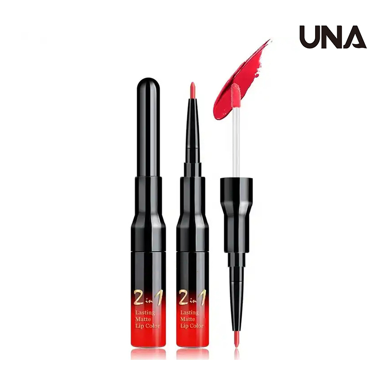 Hot Sale in Europe and America Makeup Cosmetics 2 in 1 Liquid Lipstick and Lip Liner