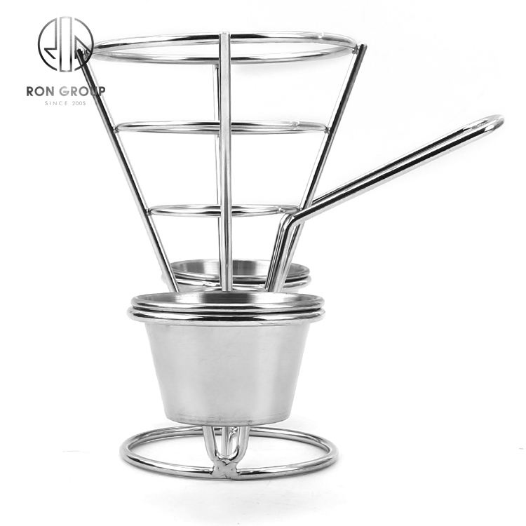 Fast Food Restaurant Cafe Silver Stainless Steel Double Bowls Customized Catering Holder Food Stand for Commercial Use