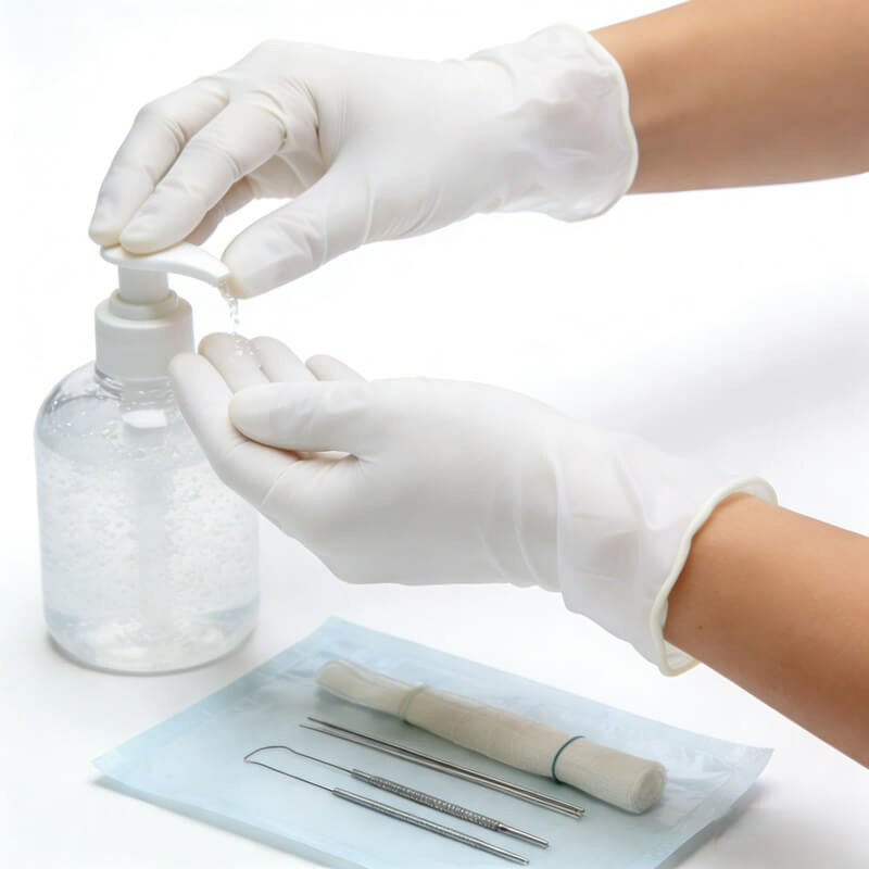 Testured Disposable Powder-Free Home Care Latex Gloves for Elderly Care Wound Dressing