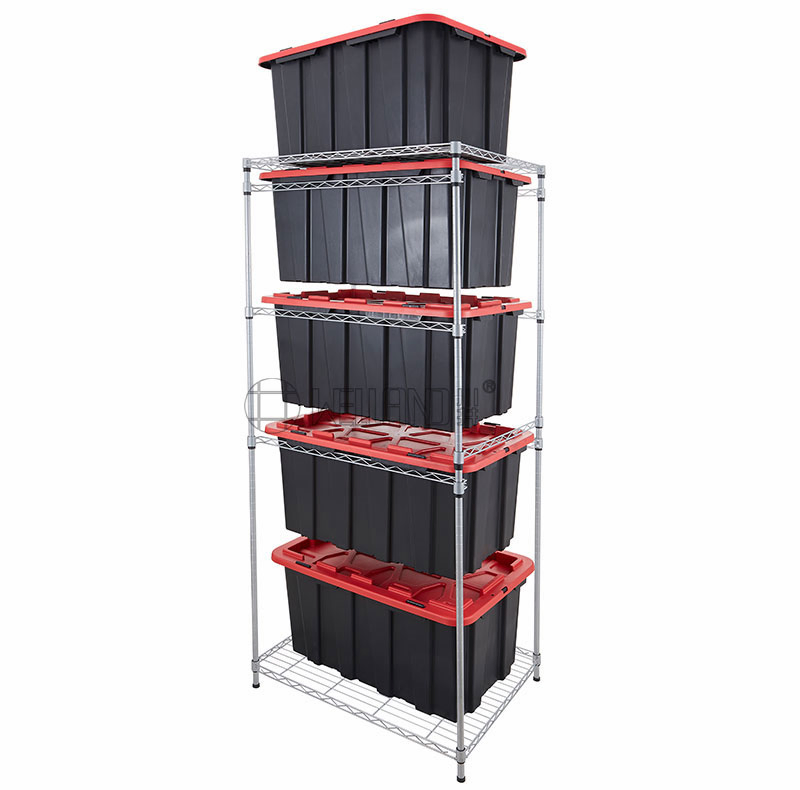 Heavy Duty Storage Rack 5 Tiers Chrome Wire Mesh Shelving Factory Multilayer Steel Shelves for Garages