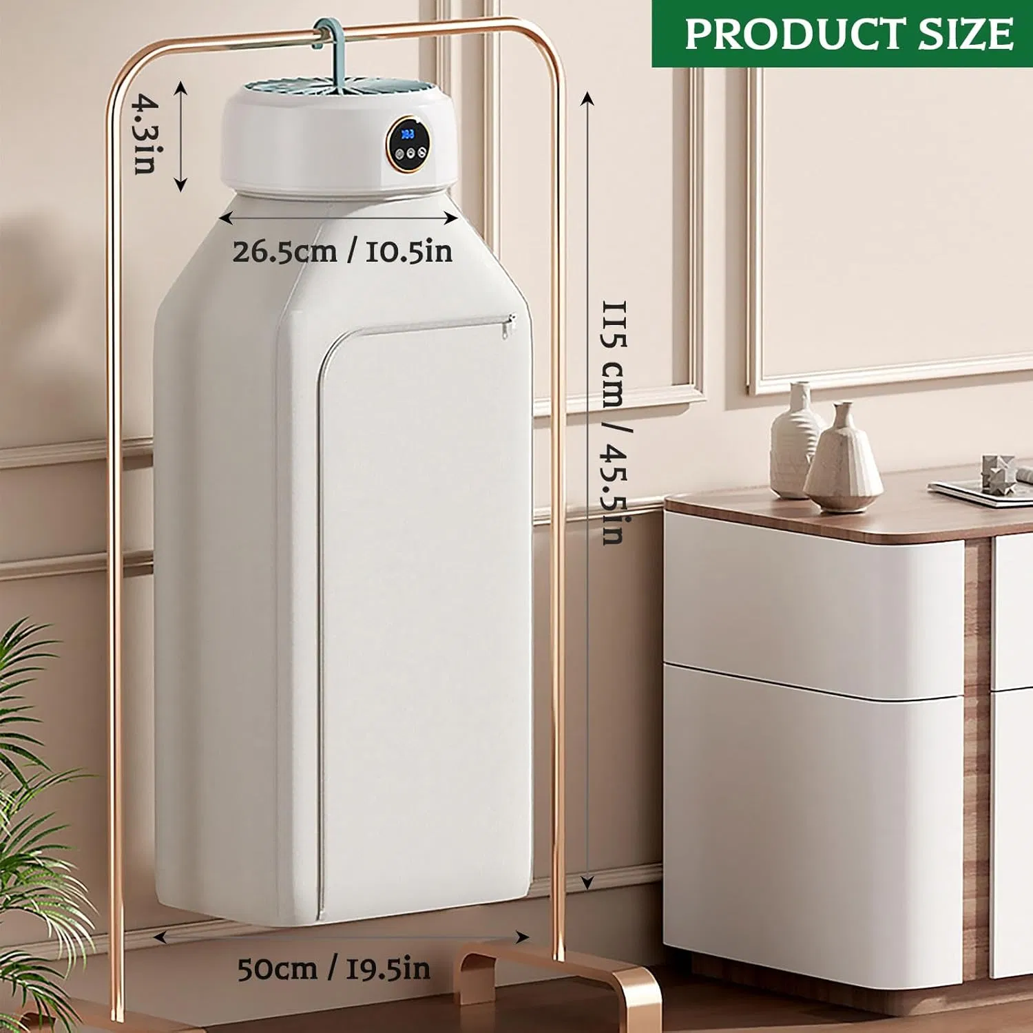 Ds-1082 Portable Clothes Dryer, Portable Dryer for Laundry, with Remote Control, Small Electric Dryer with Dryer Bag for Travel, Apartment, Home