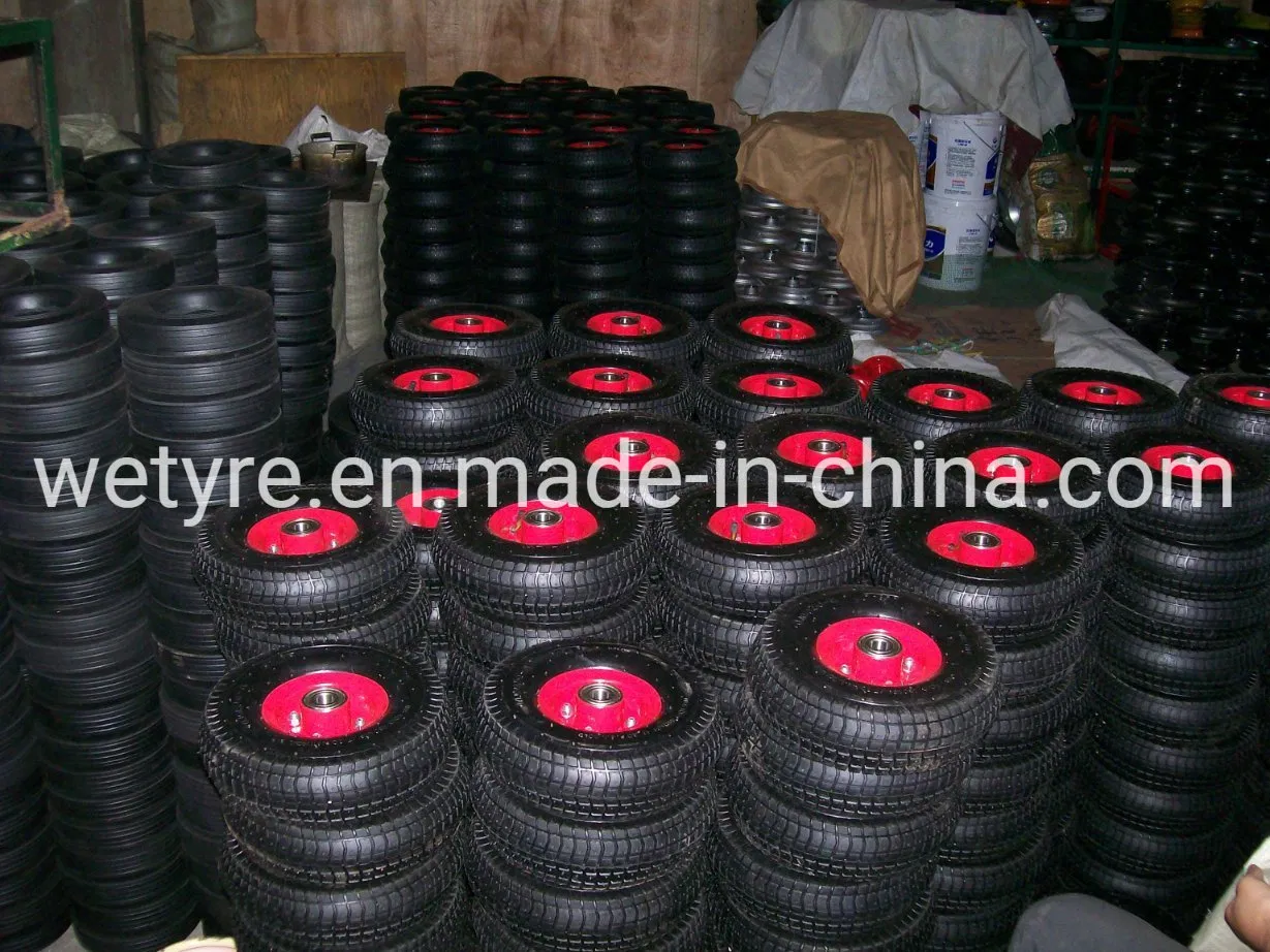 Most Popular Durable High Load Capacity Metal Rim Turf Tread Pattern Pneumatic Rubber Wheel (3.50-4)