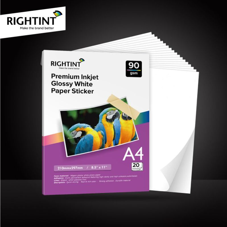 Glassine Sticker Rightint Carton A4, OEM Gloss CT Adhesive Photo Paper