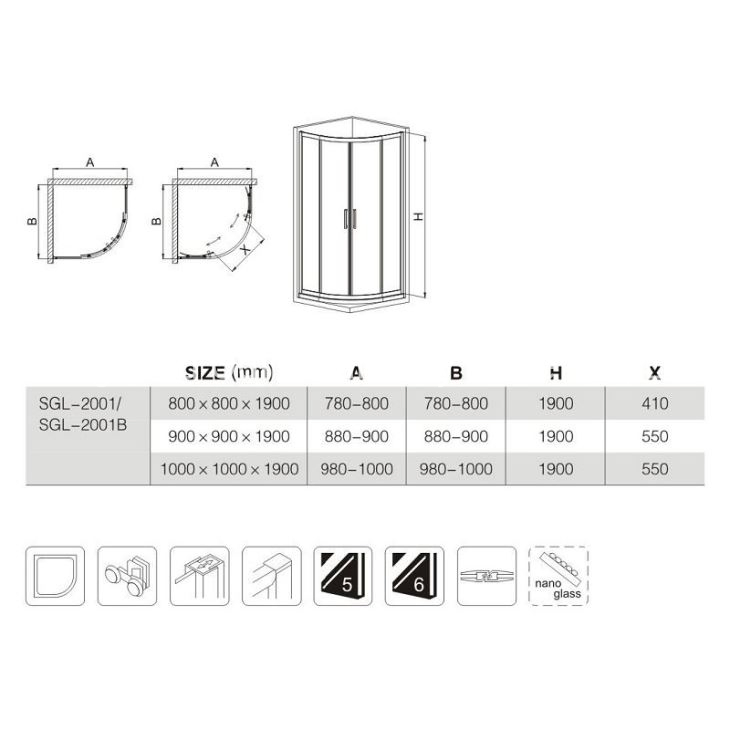 Sector Shower Enclosure with Black Finish