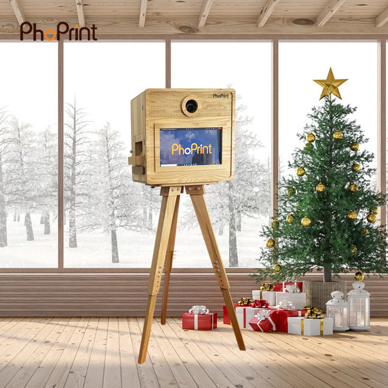 2024 Customize Instant Printer Wedding Selfie DSLR Wooden Photo Booth