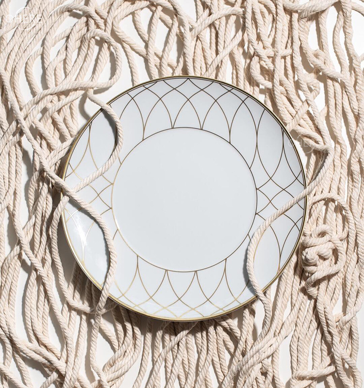 Wholesale Gold Rim Black Marble Ceramic Plate Set for Wedding Rental