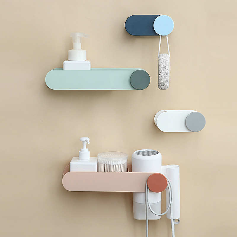 Non Perforated Bathroom and Toilet Storage Rack Wall Mounted Hair Dryer Rack