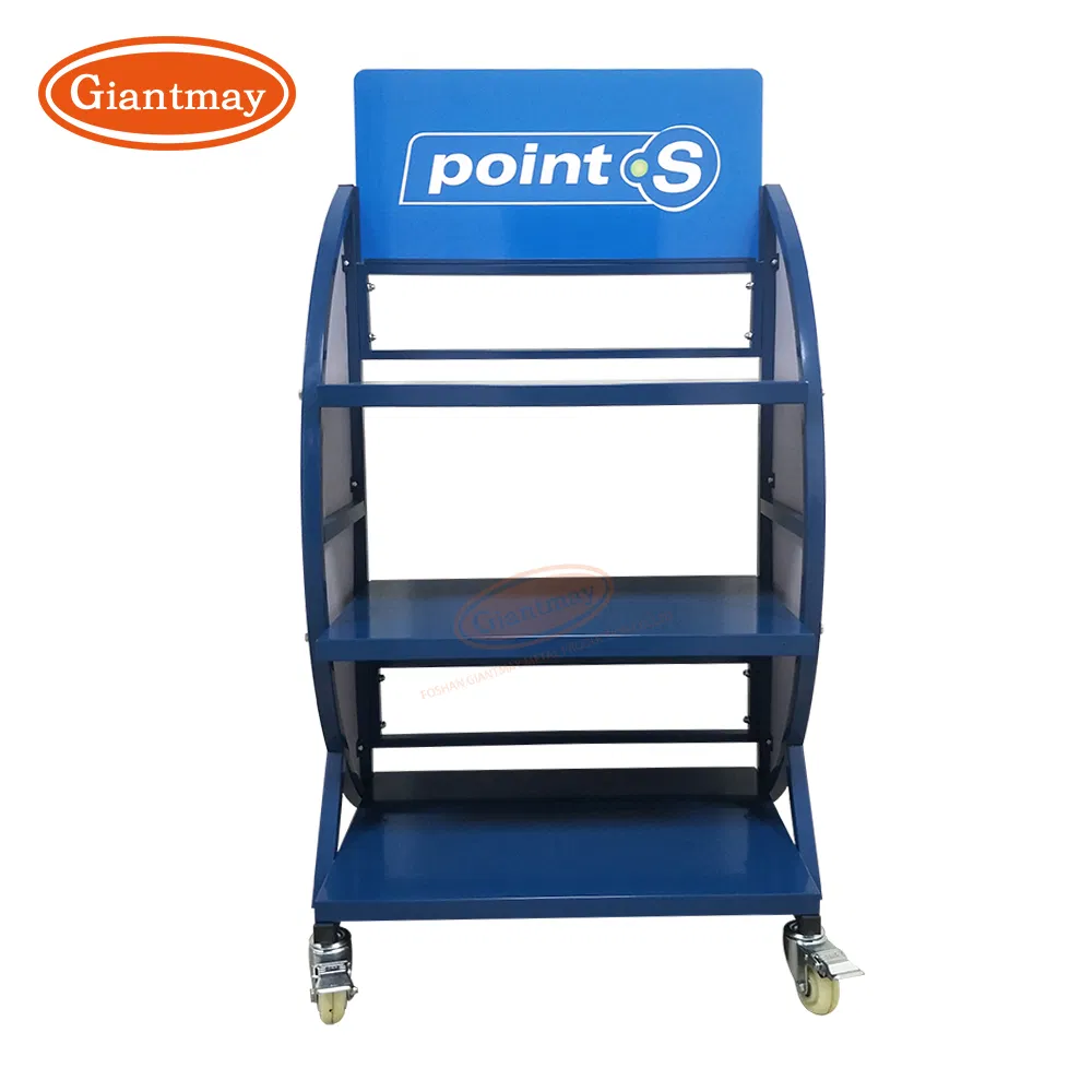 Freestanding Metal Battery Stand with Wheels for Retail Store Stable Display Racks