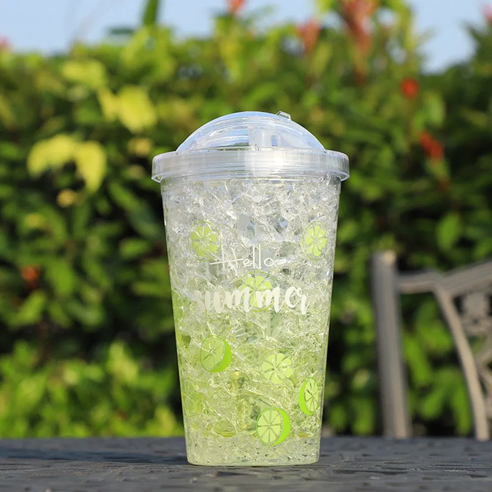 Летняя пластиковая кружка с крышкой и трубочкой