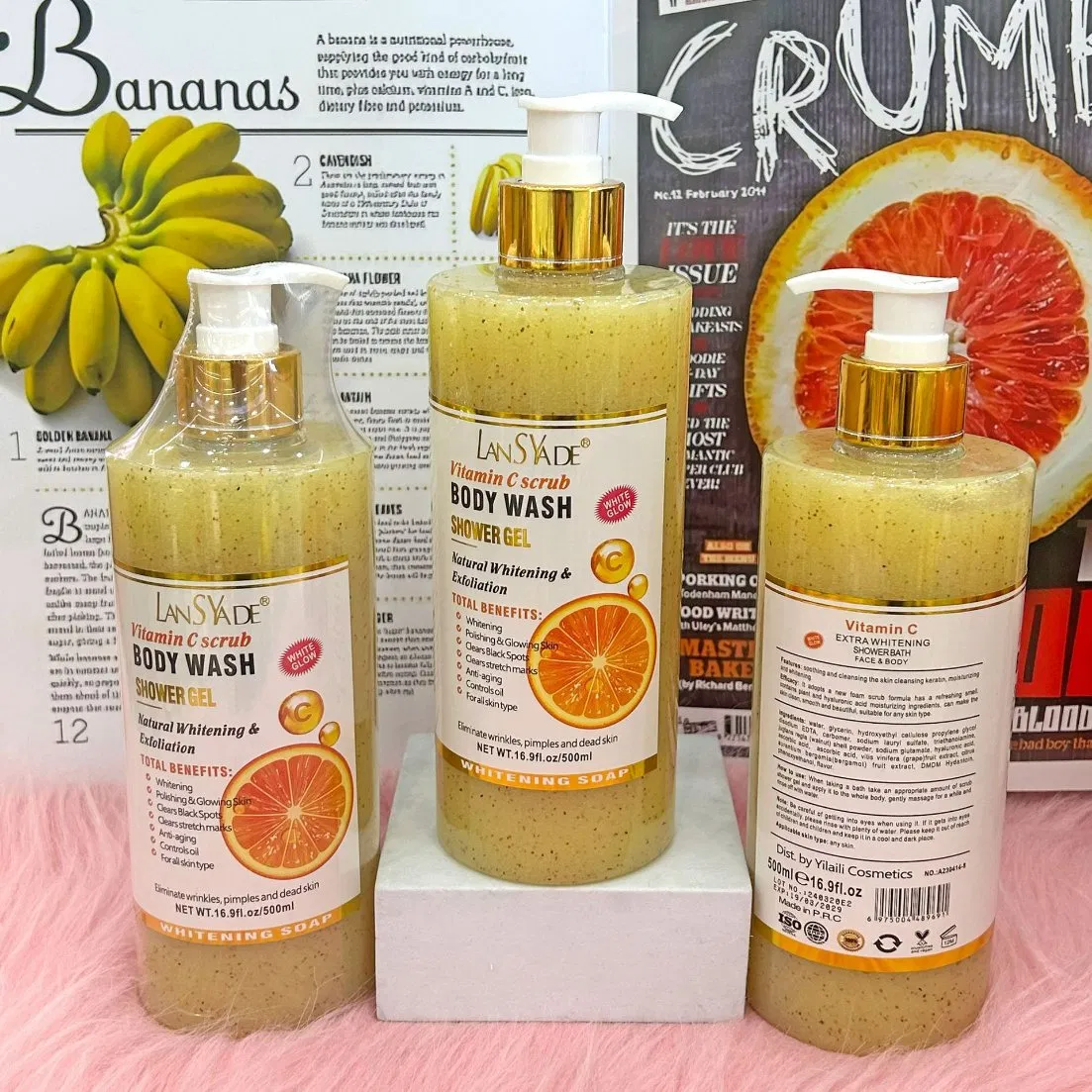 Papaya Shower Gel Vitamin C Turmeric Coconut Coffee Arbutin Body Wash Whitening Scrub Exfoliating Liquid Soap