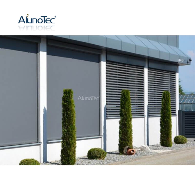 AlunoTec Windproof Automatic External Patio Shades Shutters Blinds Zip Screen Vertical Curtains