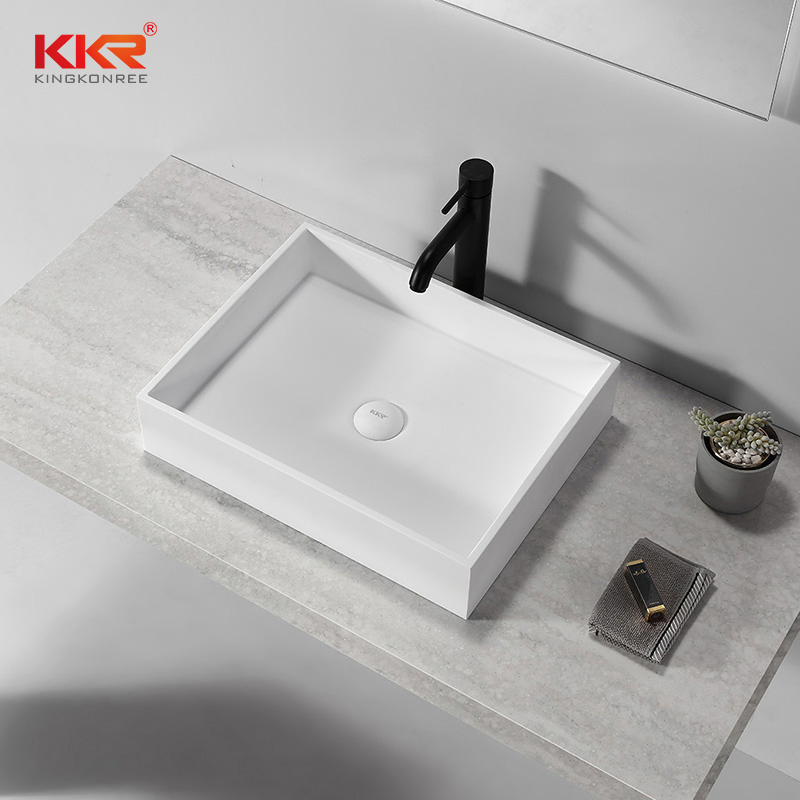 Modern Bathroom Round Above Counter Solid Surface Bathroom Sink
