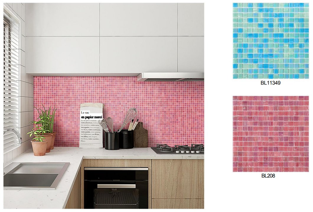 Стеклянная мозаика для кухни и ванной 327x327 мм