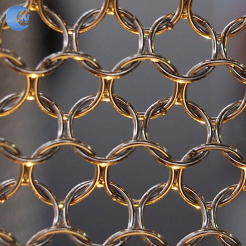 Ring Mesh Curtain /Golden Stainless/Carbon Steel Metal Ring Mesh Curtain for Space Divider