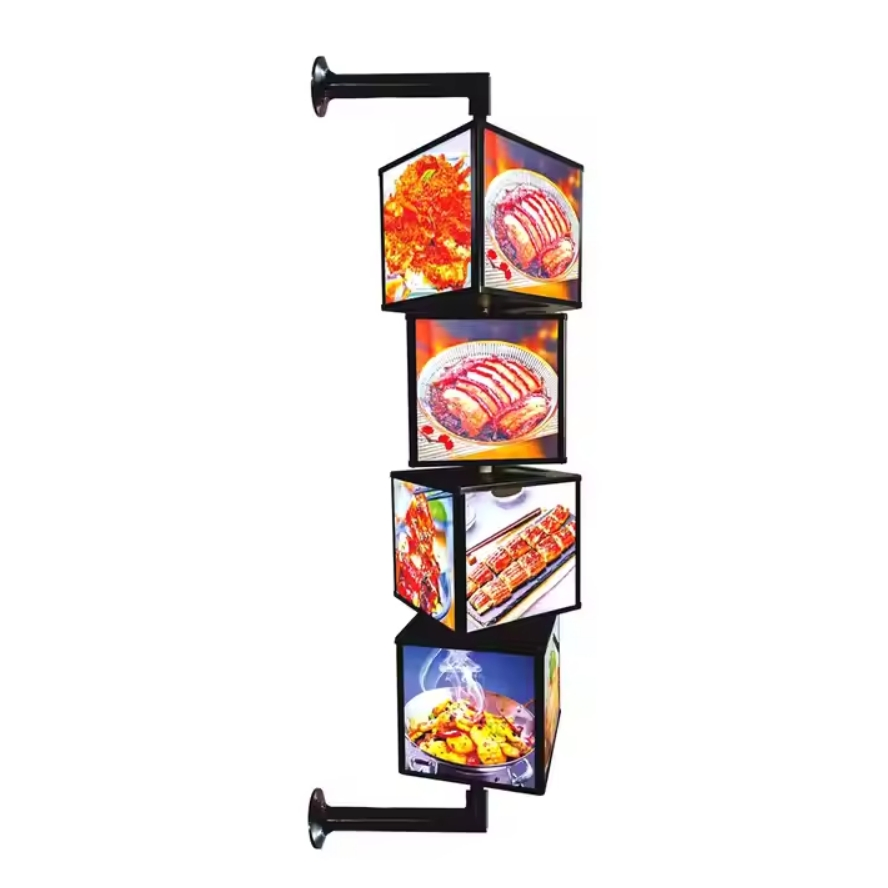 Multi-Layer Acrylic Combination Sign Outdoor Vertical Floor Movable Square Rotating Light Box