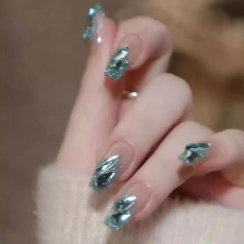 Lovely Heart Pearl with White French Tip Nails Manicure Stick on Nails