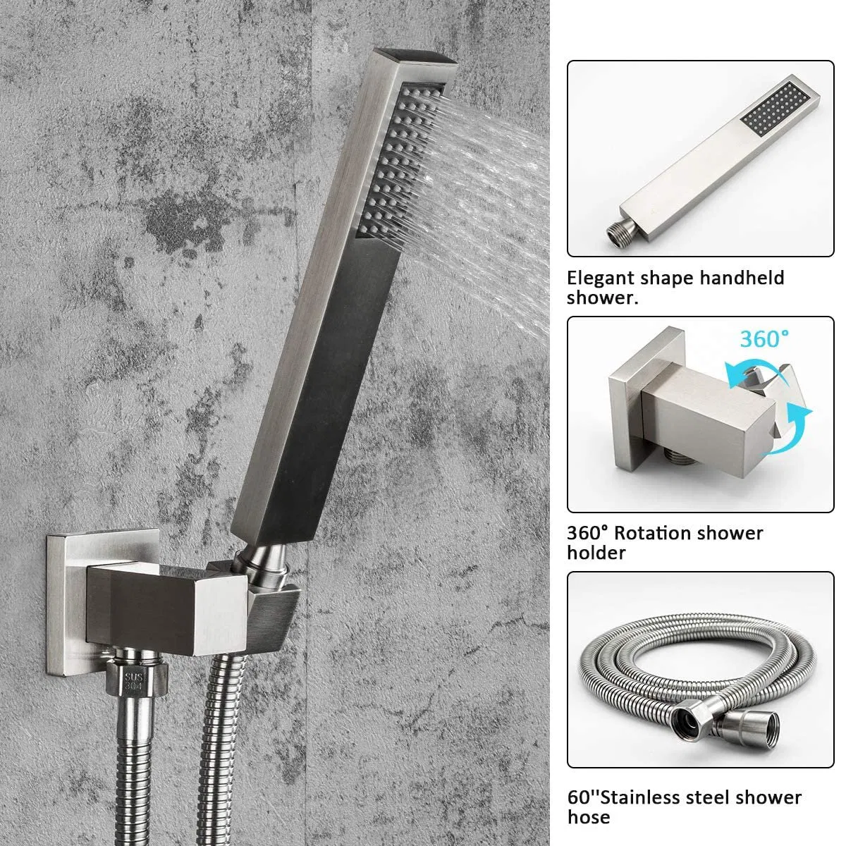 Luxury Cupc Hidden Wall Concealed Rain Shower Mixer Set System Bathroom Large Rain Shower Heads Cabesal De Ducha