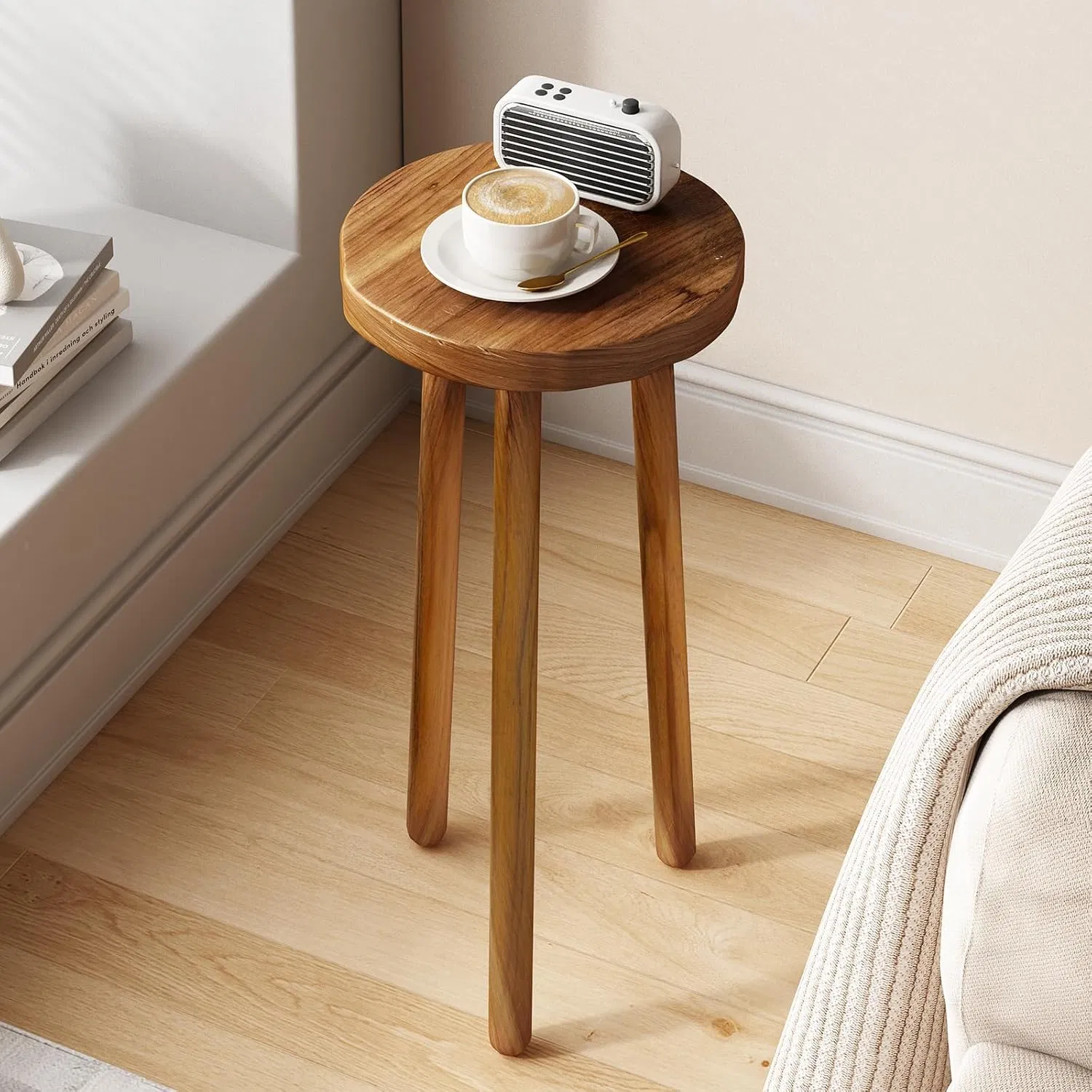 Durable Handcrafted Wooden Stool with Unique Three-Leg Design