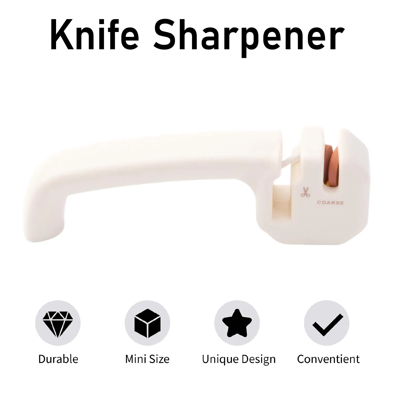 White Dual Purpose Knife Scissors Sharpener Non Slip Ergonomic Pocket Gadget