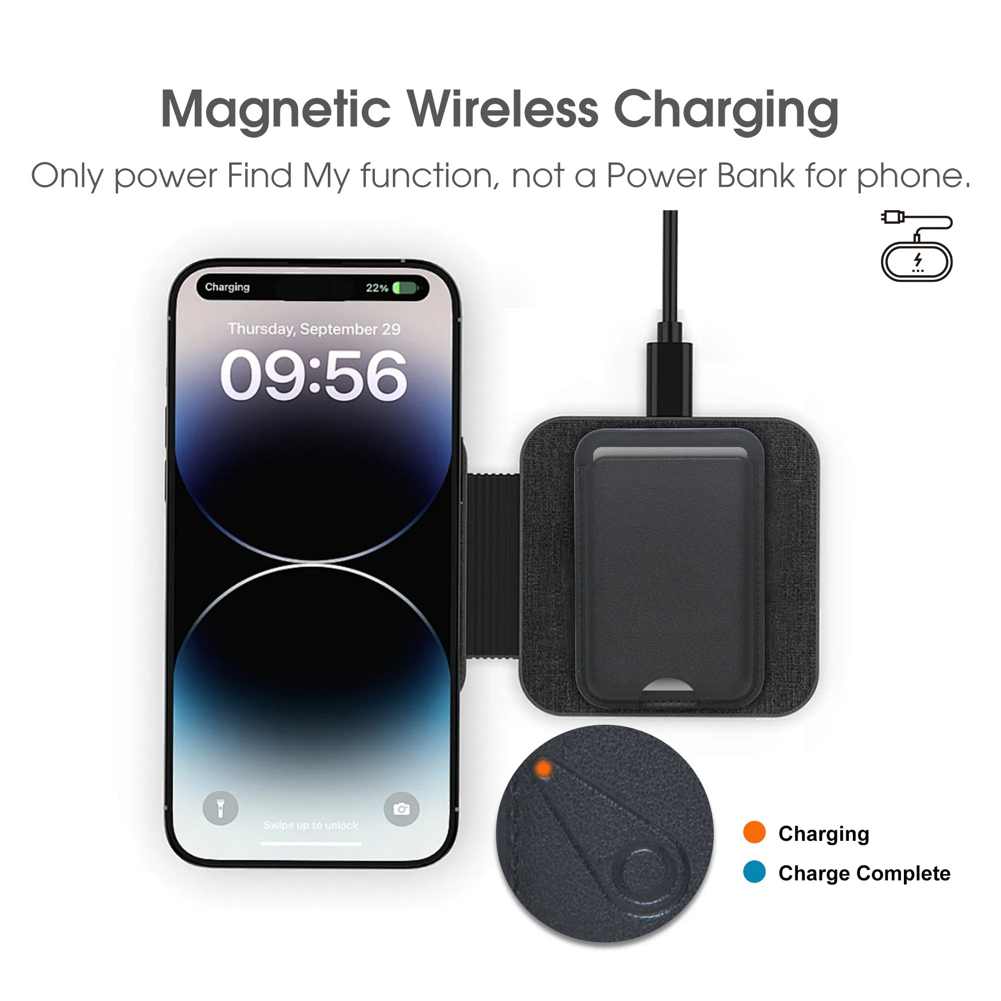 2025 New Find My GPS Location PU Leather Magnet Smart Phone ID Card Holder Wallet External Slot Pocket for iPhone with Magsafe