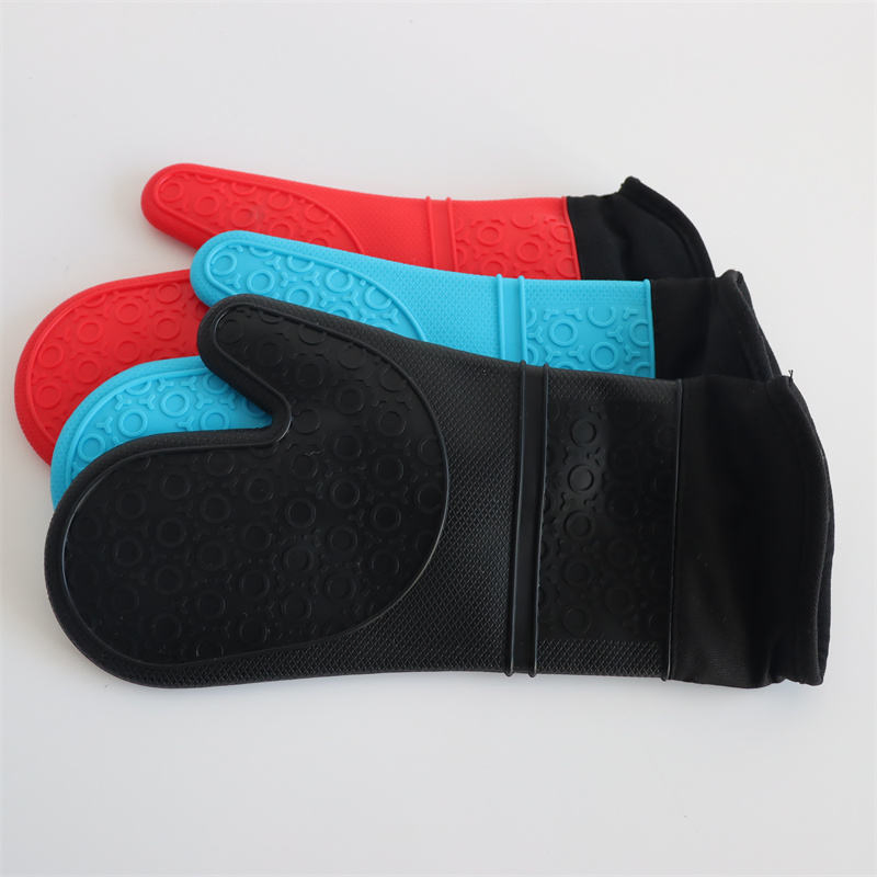 Heat Resistant BBQ Gloves Silicone Waterproof Oven Mitts for Kitchen Baking