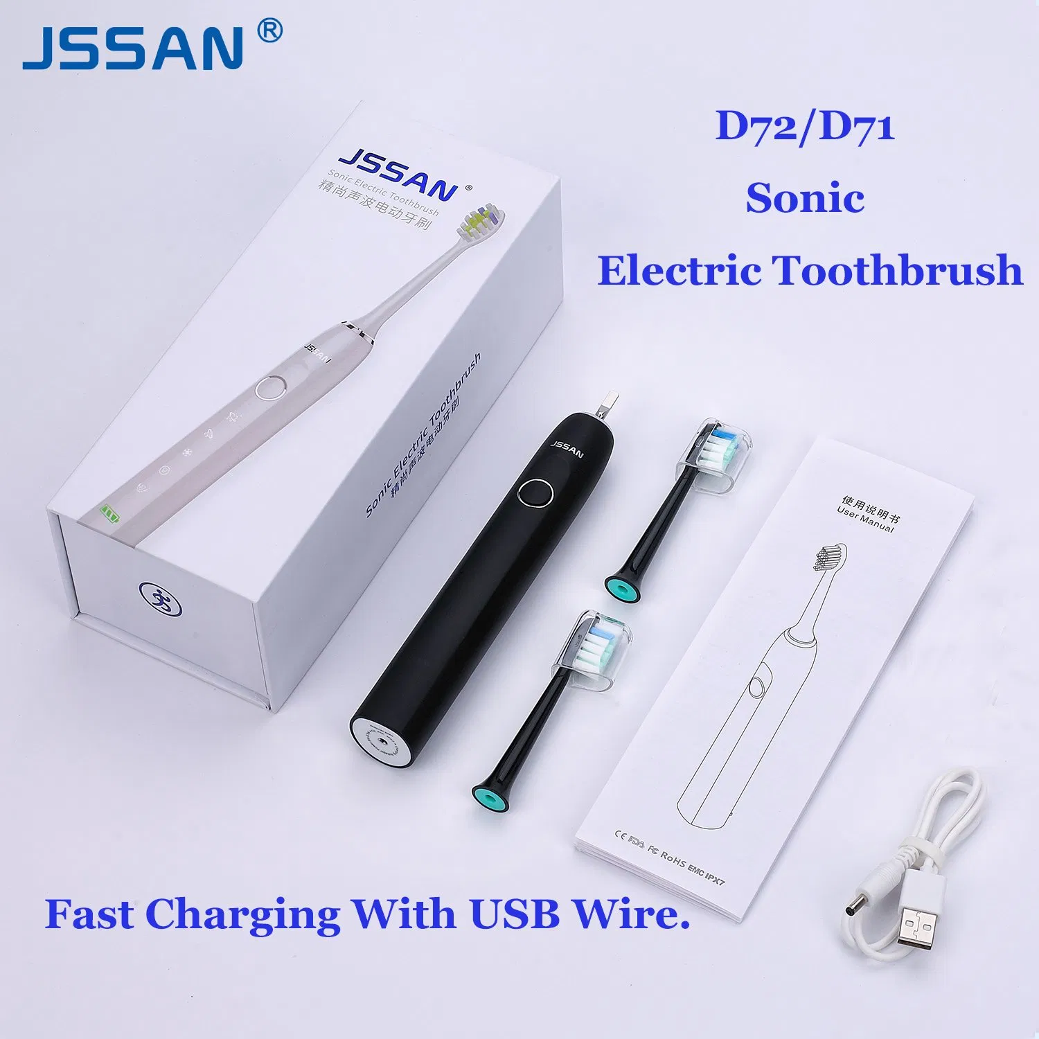 Wireless Charging, Sound Wave Type Electric Toothbrush with Ce/FDA/Rosh Certification