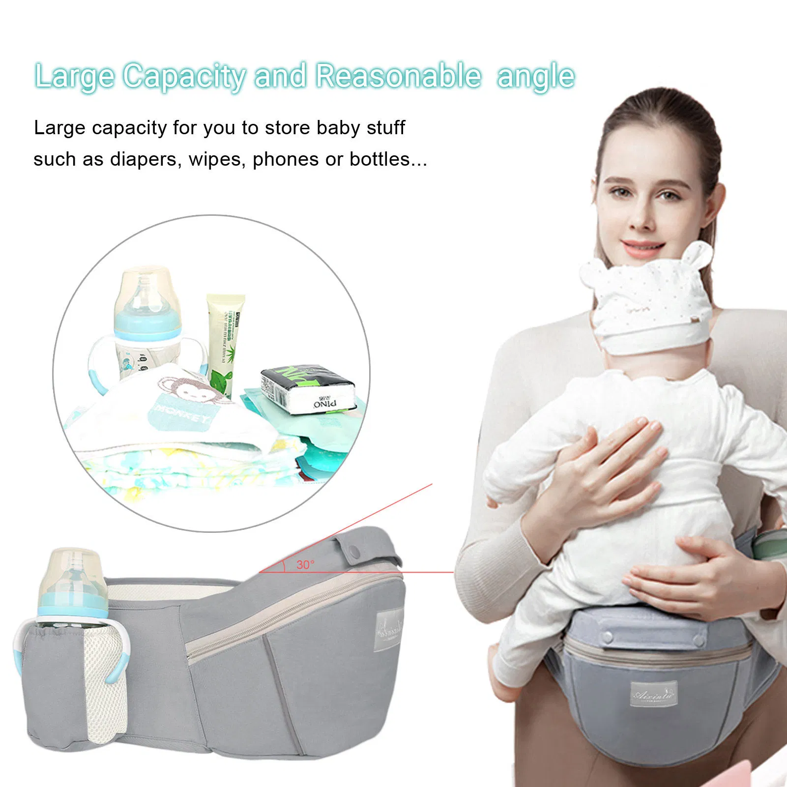Amazon Top Seller 6 in 1 Hip Seat Baby Carrier Ergonomic Adjustable for Newborn