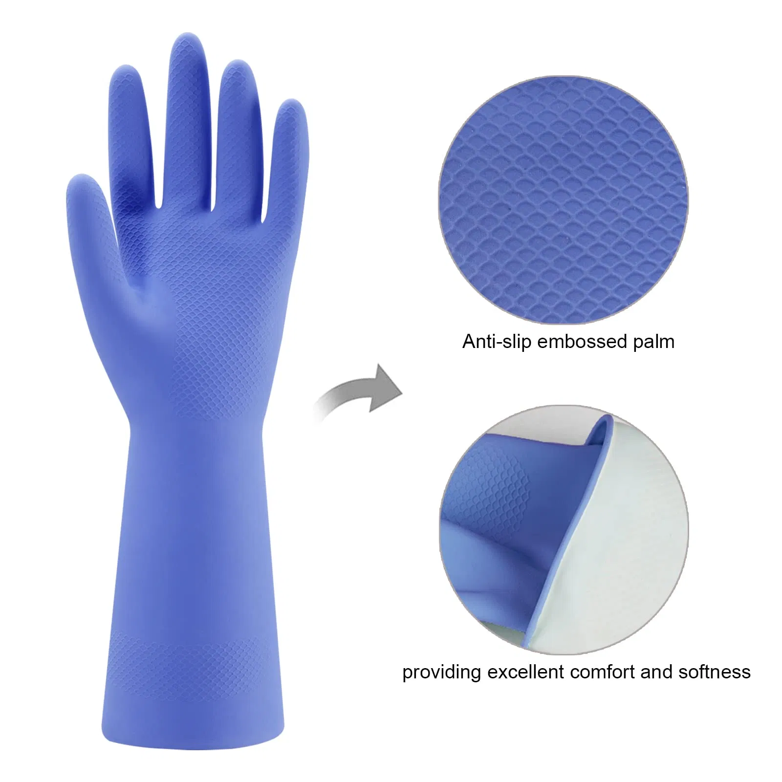Reusable Cleaning Gloves for Kitchen Household Anti-Slip Flexible Long-Lasting Black Rubber Dishwashing Gloves