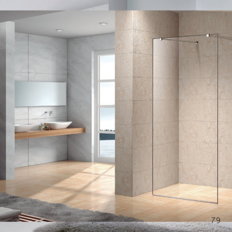 Walk-in Shower Enclosure Two Fixed Panels Shower Glass Door