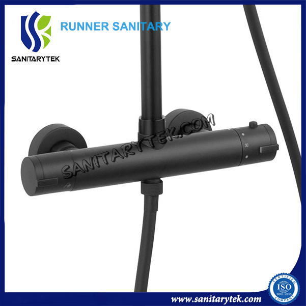 Black Rainfall Shower Set with Thermostatic Mixer (SL229-BL)