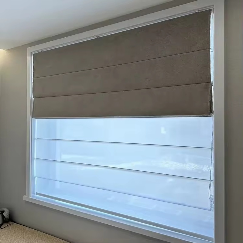 Modern Style Roman Shades for Windows Wireless Remote Motorized