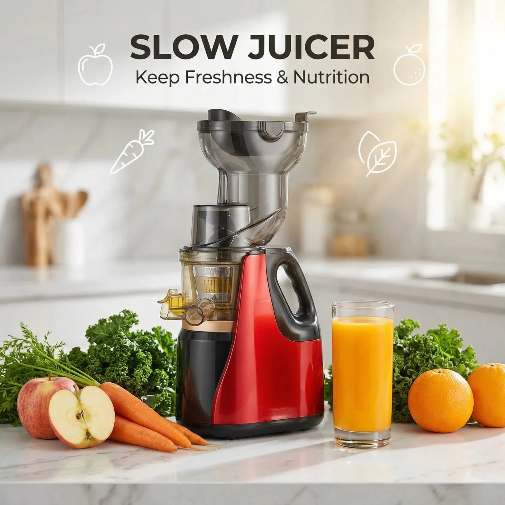 Slow Masticating Cold Press Juicer with 130mm Large Caliber
