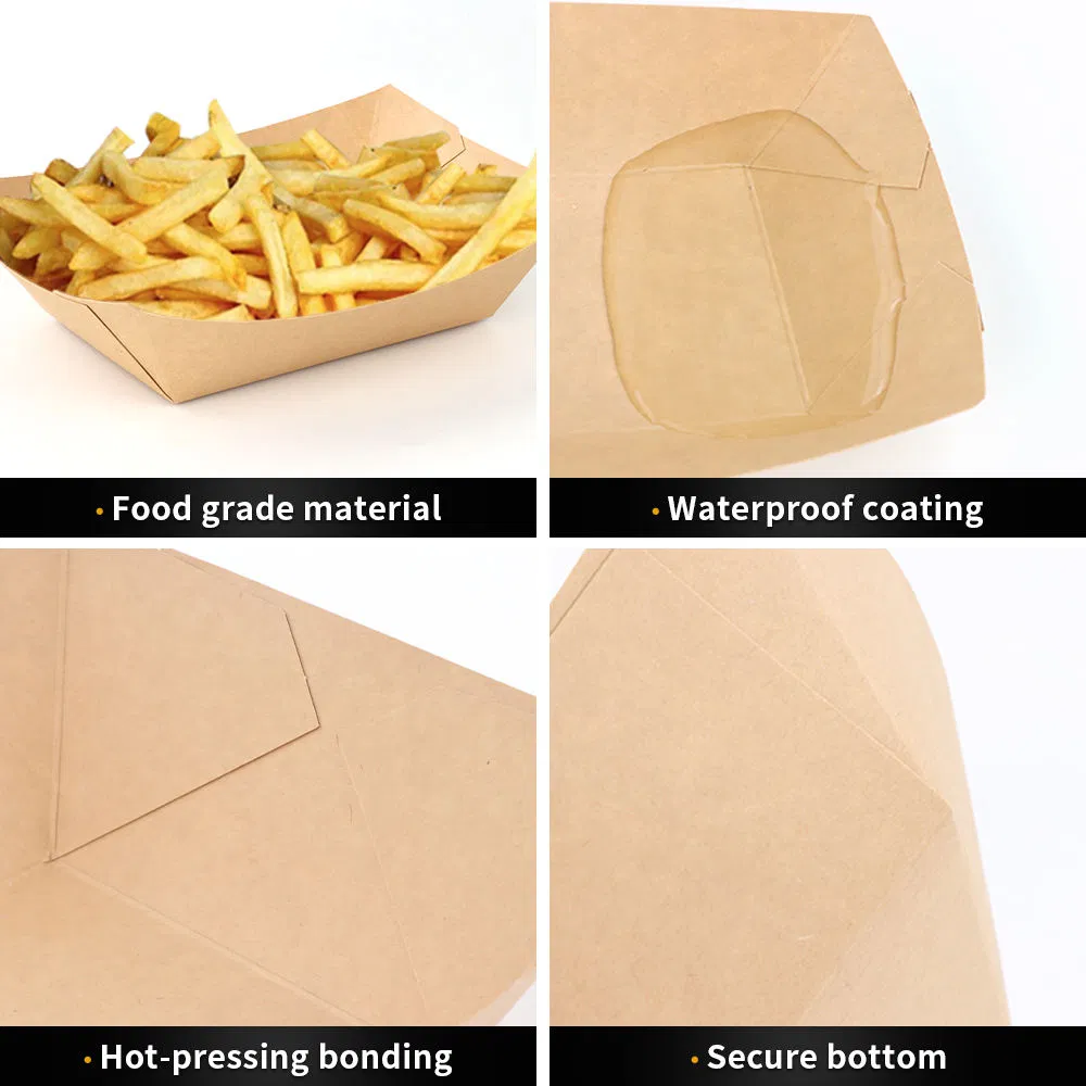 Eco Friendly Kraft Paper Boat Tray Disposable Food Tray for Catering Picnic