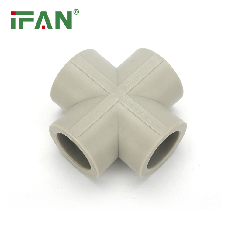 IFAN ASTM F2389 20-63mm PPR Fittings Grey PN25 Cross PPR Pipe Fittings