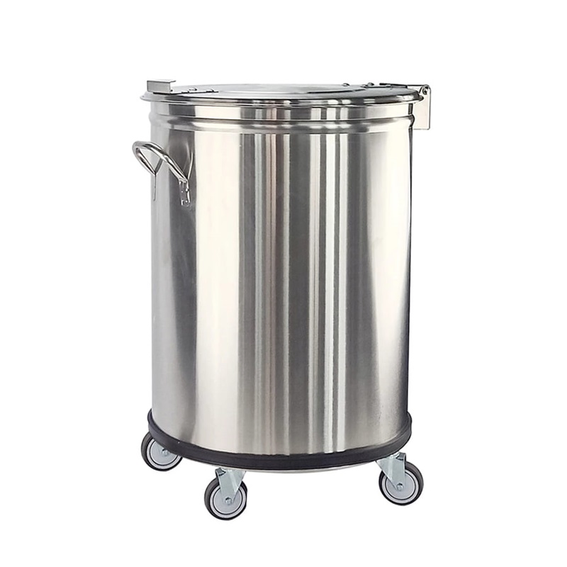 50L Mobile Stainless Steel Waste Bag Holder with Lid for Kitchen Rubbish