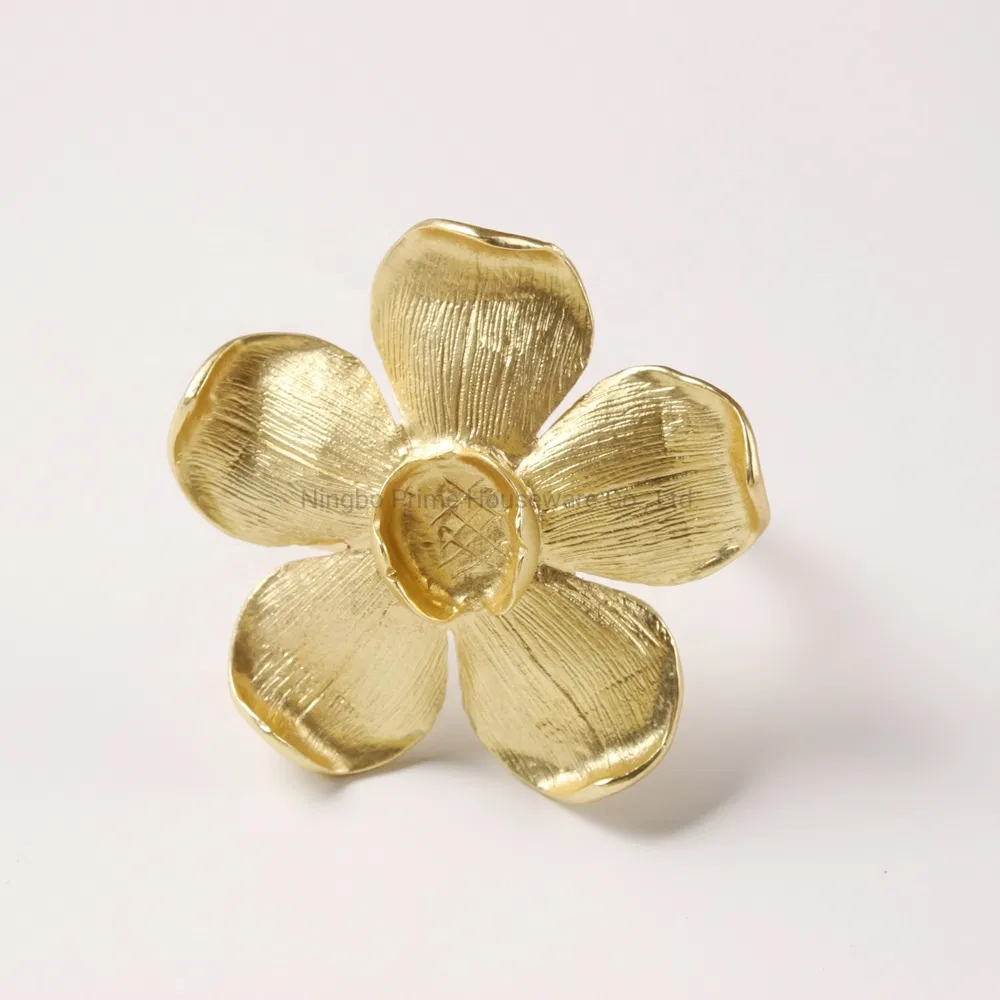 Golden Flower Napkin Rings for Amazon Supply Flower Napkin Ring for Spring Season Decoration
