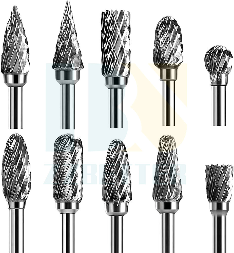 Wholesale High Quality 6mm Steel Shank Standard Solid Carbide Head Tungsten Carbide Rotary Burrs