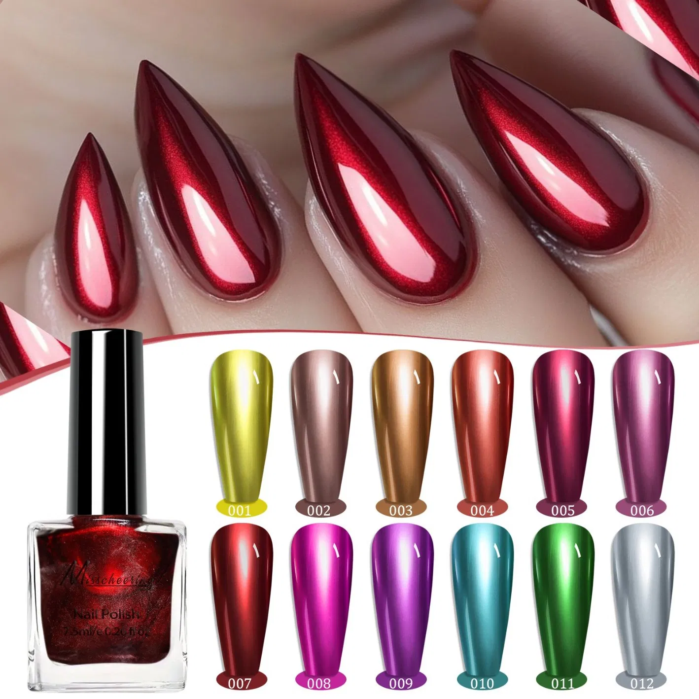 Metallic Silver Mirror Nail Polish Long Lasting Mirror Nail Polish Nail Art 12 Colors Metallic Mirror Nail Gel Polish
