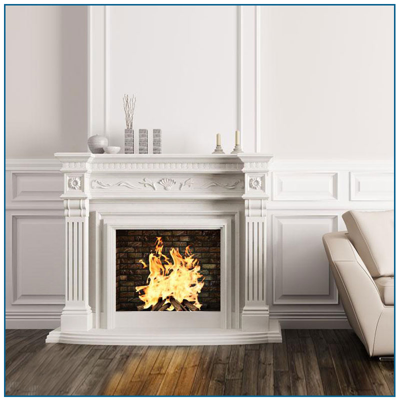 Exquisite Classic White Marble Fireplace Mantel with Stone Carvings